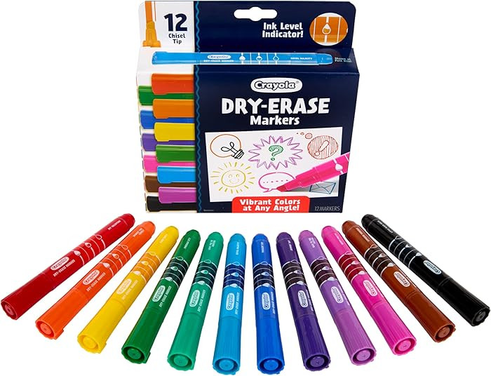 Crayola Take Note Dry Erase Markers for School (12ct) Teacher Supplies, Chisel Tip Whiteboard Mar... | Amazon (US)