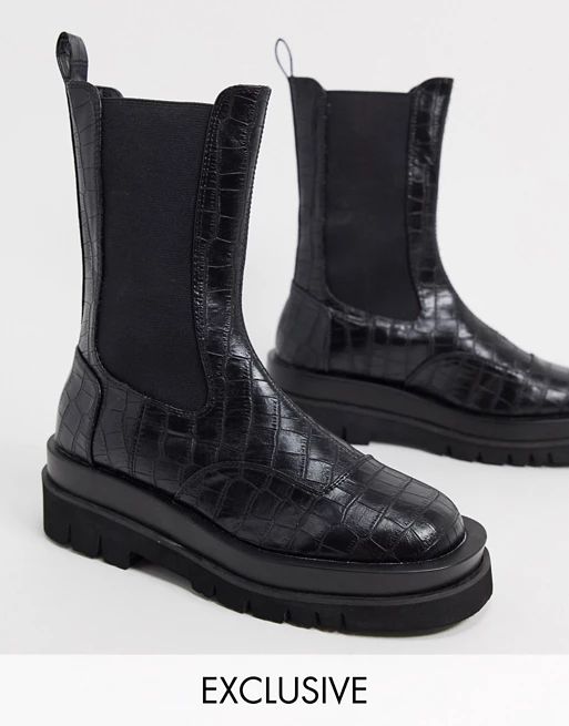 Z_Code_Z Exclusive Nora vegan chunky chelsea boots in black croc | ASOS (Global)