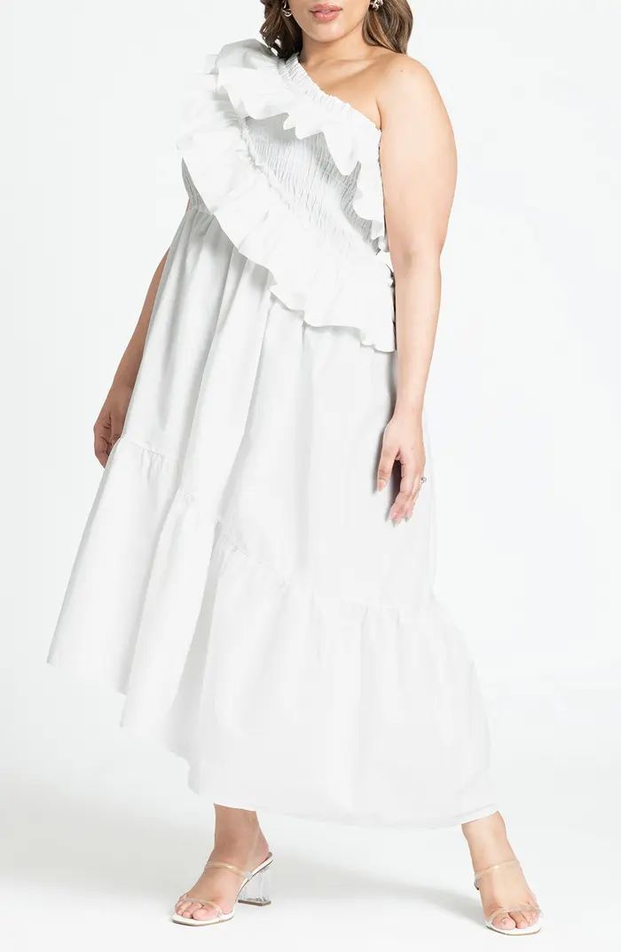 ELOQUII Ruffle One-Shoulder Maxi Dress | Nordstrom | Nordstrom