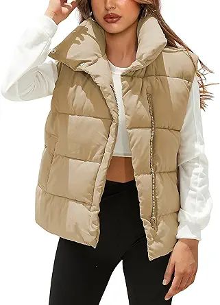 Athlisan Puffer Vest Women Zip Up Stand Collar Sleeveless Padded Gilet Jacket | Amazon (US)