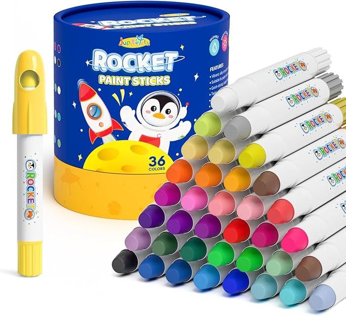 36 Colors Tempera Paint Sticks, Washable Rocket Paint Sticks for Kids, Non-Toxic and Quick Drying | Amazon (US)