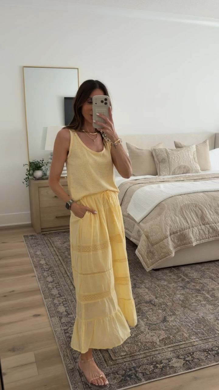 Sunny yellow outfit, tank top and maxi skirt.

yellow summer dress, vacation outfit, feminine summer style, beach vacation look, effortless chic outfit, sundress outfit, resort wear style, casual summer dress, brunch outfit ideas, romantic summer look

#LTKootd #LTKOver40