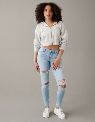 AE Next Level Curvy High-Waisted Ripped Jegging | American Eagle Outfitters (US & CA)