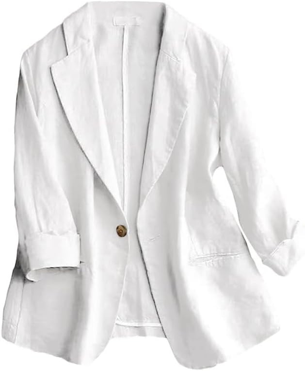 IDEALSANXUN Linen Blazer Women 3/4 Sleeve Lightweight Spring Summer Blazer Jackets | Amazon (US)