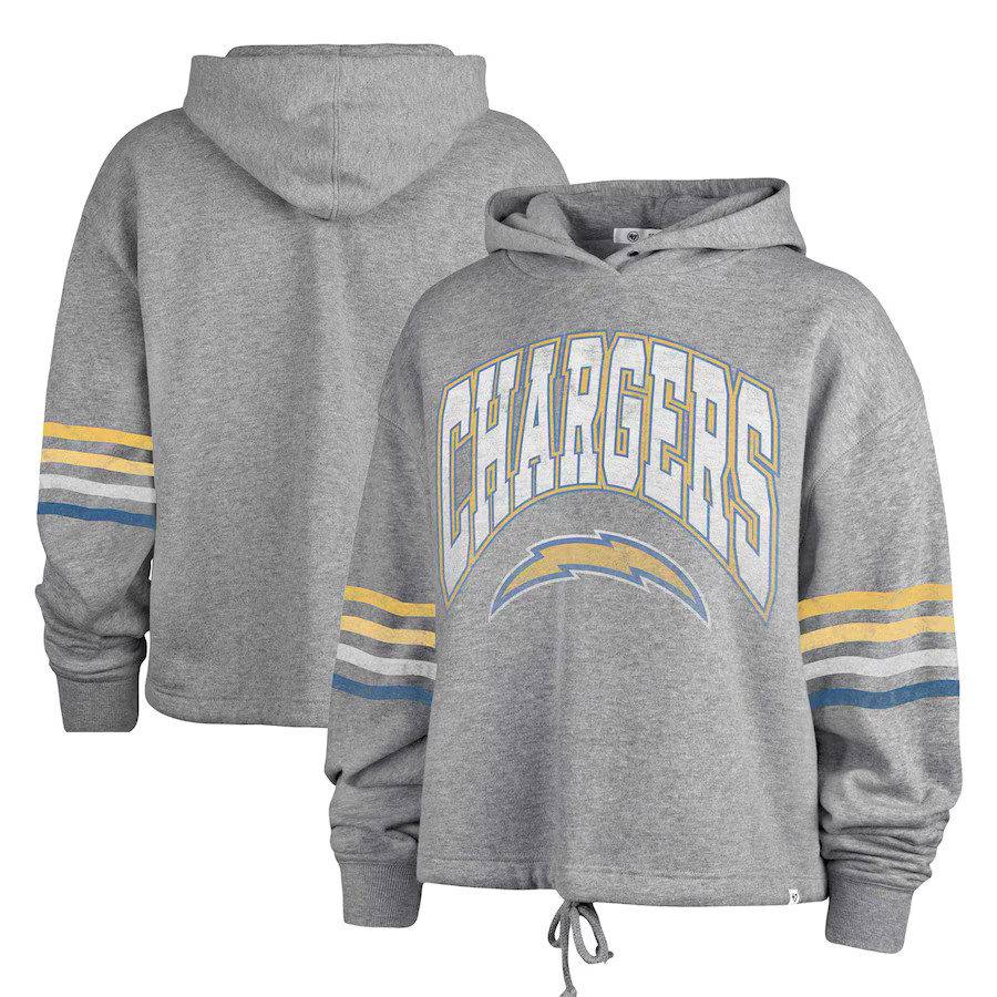 Los Angeles Chargers '47 Women's Upland Bennett Pullover Hoodie - Heather Gray | Fanatics