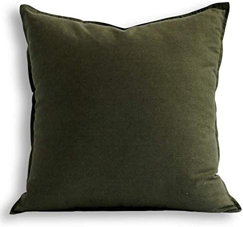 Jeanerlor Solid Cotton Linen Decoration 18"x18" Throw Pillow Green Cushion Case Special Pillow Co... | Amazon (US)