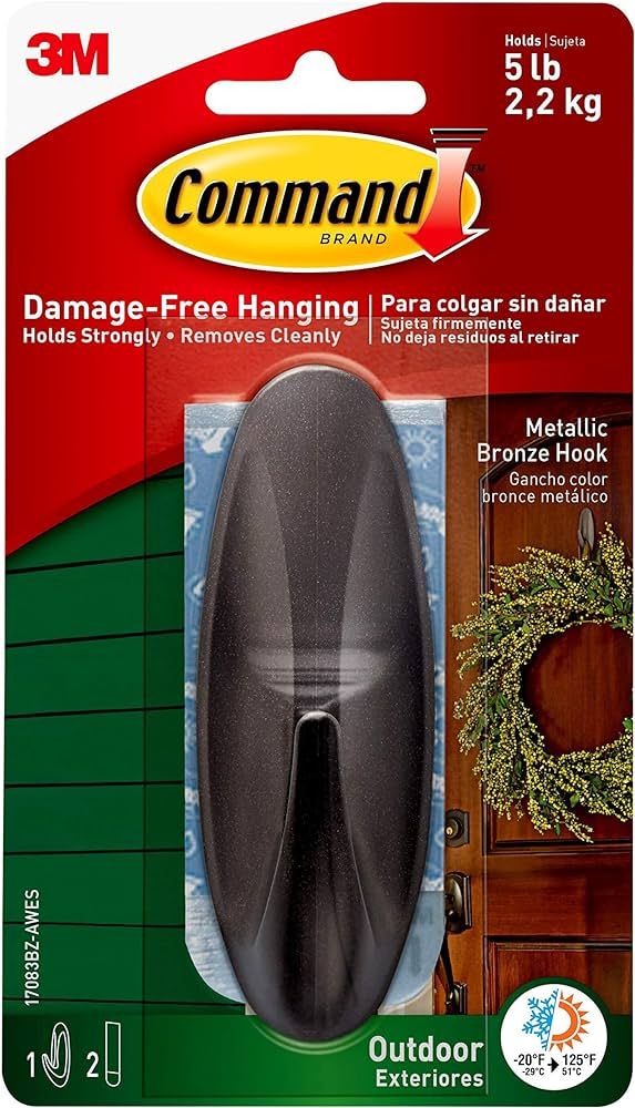 Command Outdoor Hook, Decorate Damage-Free, Water-Resistant Adhesive, Large (17083BZ-AWEF) | Amazon (CA)