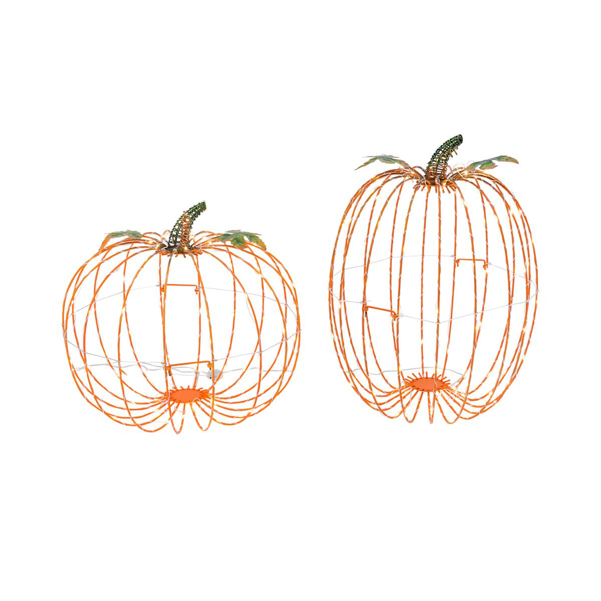 Gerson International Asst. Metal Harvest Pumpkins w Warm Lights 2-pack - 9130221 | HSN | HSN