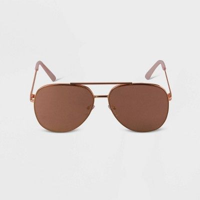 Women's Mirrored Aviator Sunglasses - A New Day™ Rose Gold | Target
