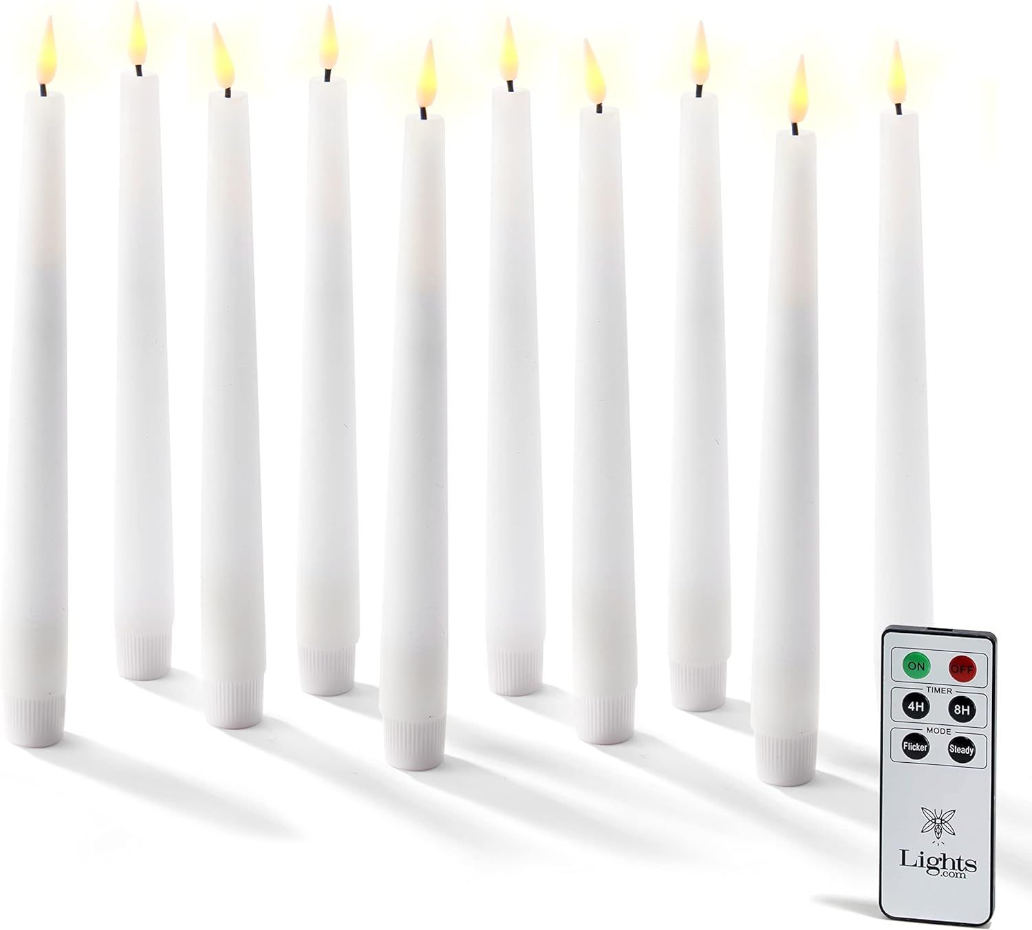 Flameless Taper Candles with Remote - 9 Inch LED Candlesticks, 10 Pack, 3D Flame with Wick, Reali... | Amazon (US)