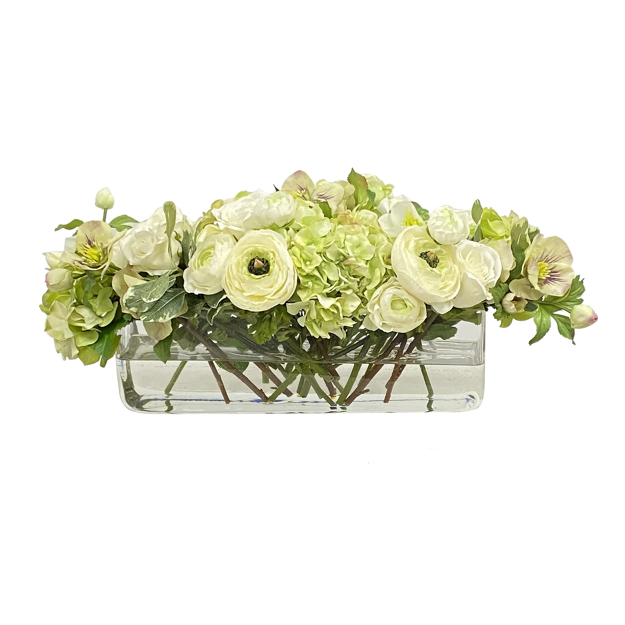 RANUNCULUS ROSE IN RECTANGLE VASE | Wayfair North America