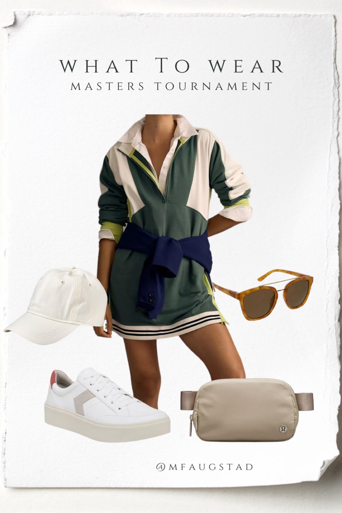 What to wear to the Masters Tournament!  Dress is on sale today - copy code when you click on the dress! 

What to wear, masters tournament, what to wear to golf tournament, what to wear to golf, golf outfits, golf style, golfers wife, golf, athleisure, athleisure for golf, athleisure dress, belt bag, white tennis shoe, dress, golf dress, 

#LTKfitness #LTKSpringSale #LTKsalealert