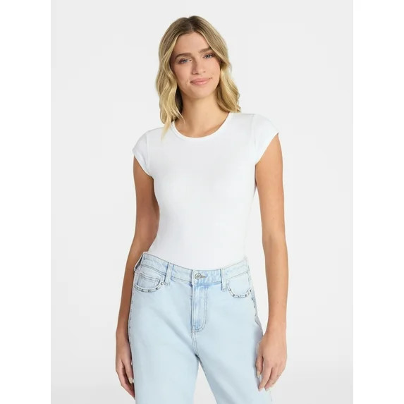 No Boundaries Seamless Short Sleeve Bodysuit, Women's XXS-XXL | Walmart (US)