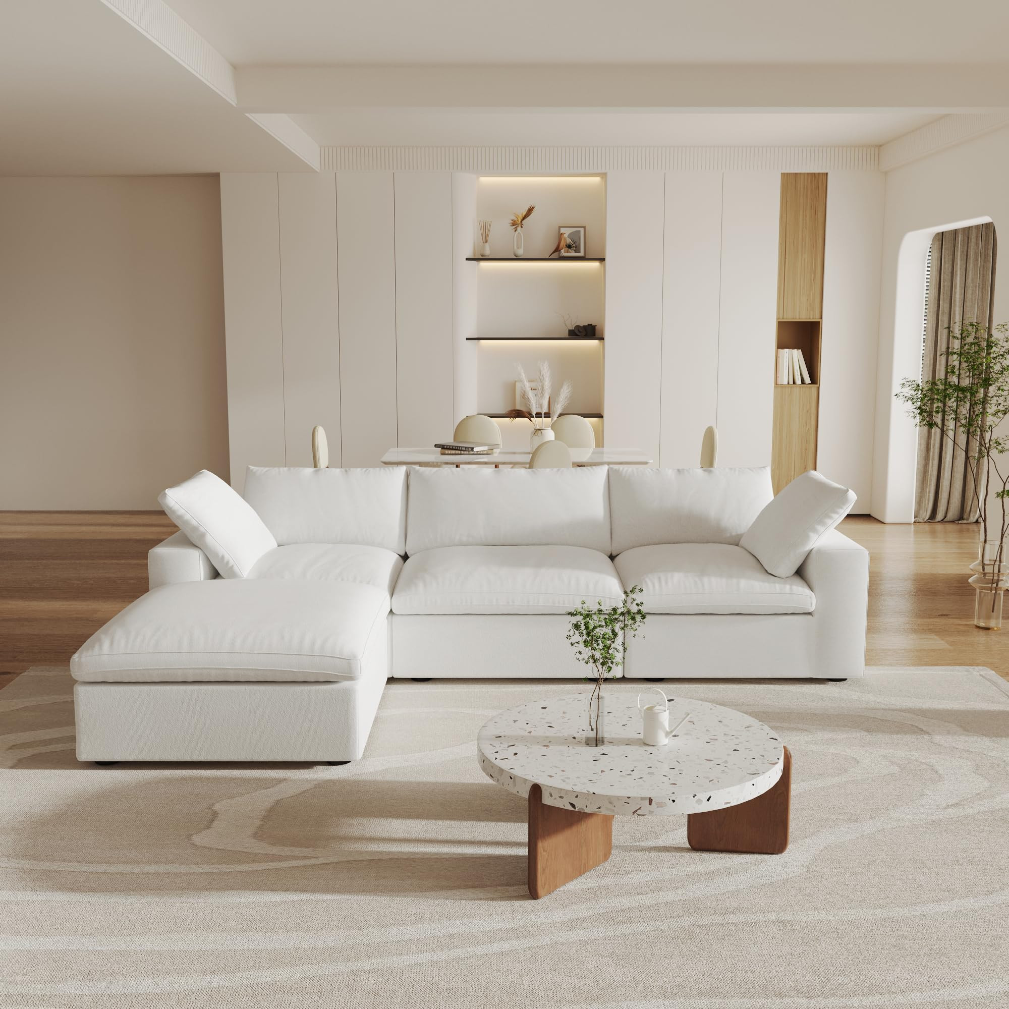 Cloud Modular Sectional Sofa with Storage Ottoman,120.45" L Shaped Couch for Living Room,Down Fil... | Amazon (US)