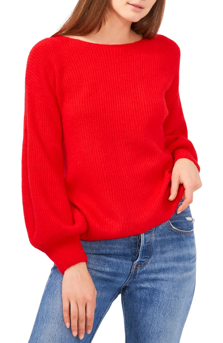 Cross Back Bubble Sleeve Sweater | Nordstrom