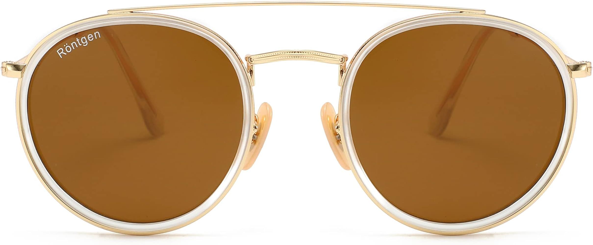 CONRAD RONTGEN Retro Round Sunglasses for Women Men Double Bridge UV400 Protection | Amazon (US)