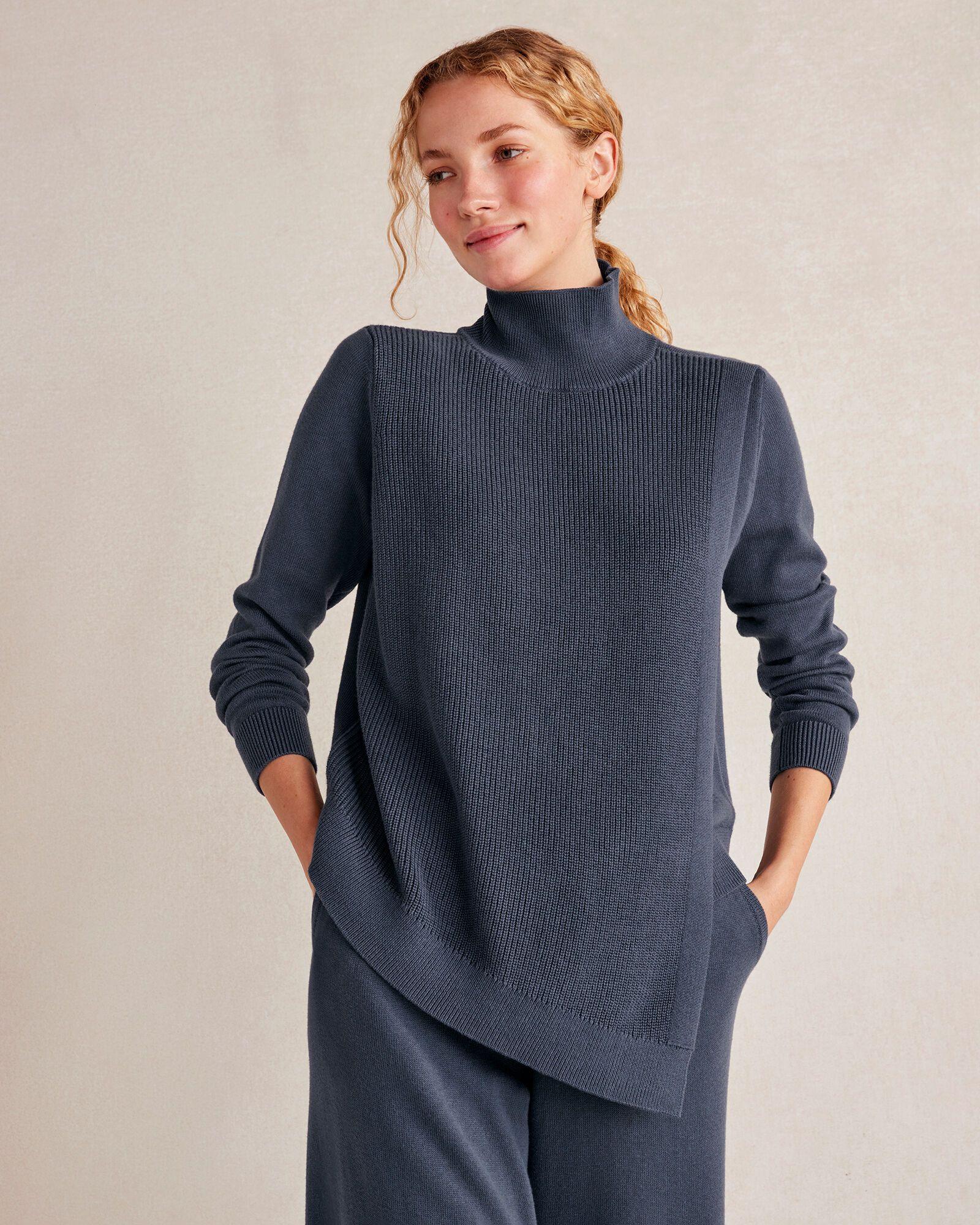 Organic Cotton Cashmere Drape-Front Sweater | Talbots