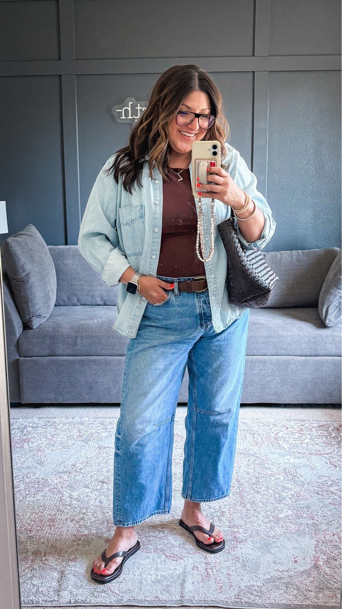 Denim shirt - XL
Quince tank - XL
Banana Republic belt - L
Madewell barrel jeans - 32
Target slides 
Madewell tote

#LTKOver40 #LTKMidsize #LTKSaleAlert
