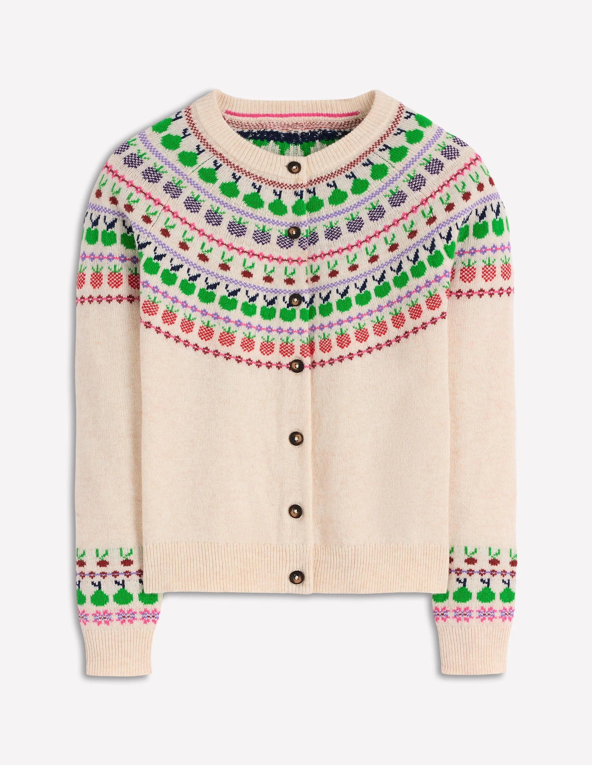 Edie Fair Isle Cardigan-Ecru Marl, Fruit | Boden (US)