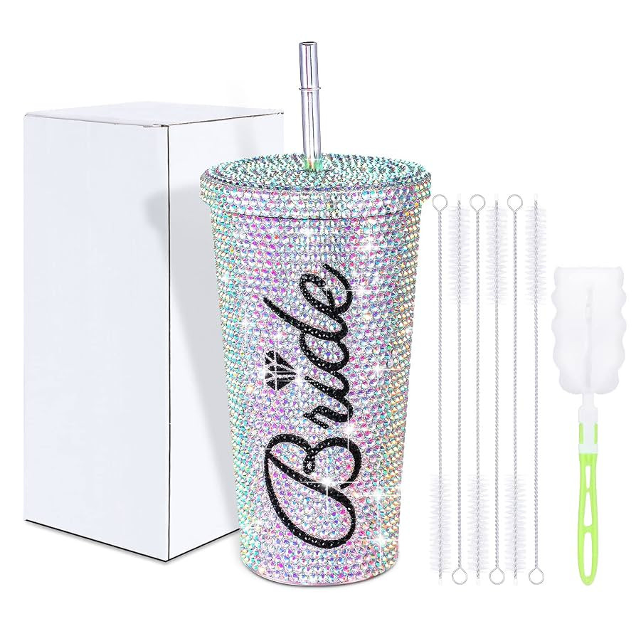 Hoolerry Bling Studded Rhinestone Tumbler Glitter Diamond Cup 16.9 oz Stainless Steel Insulated R... | Amazon (US)