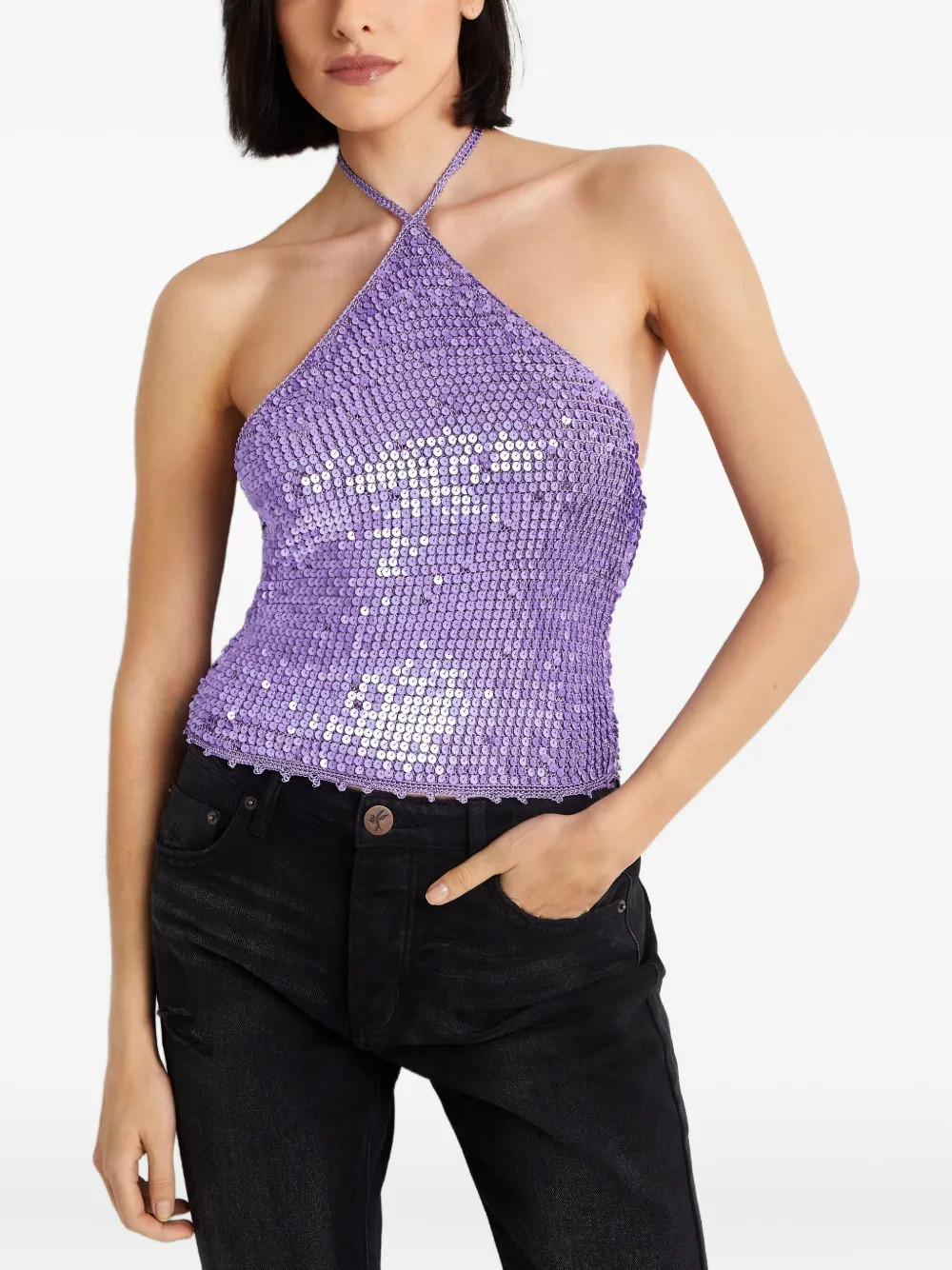 sequin halterneck top | Farfetch Global
