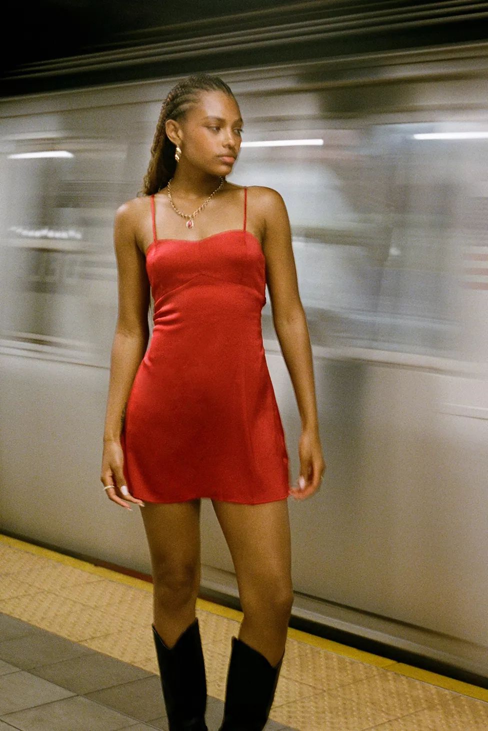 UO Bella Bow-Back Satin Mini Dress | Urban Outfitters (US and RoW)