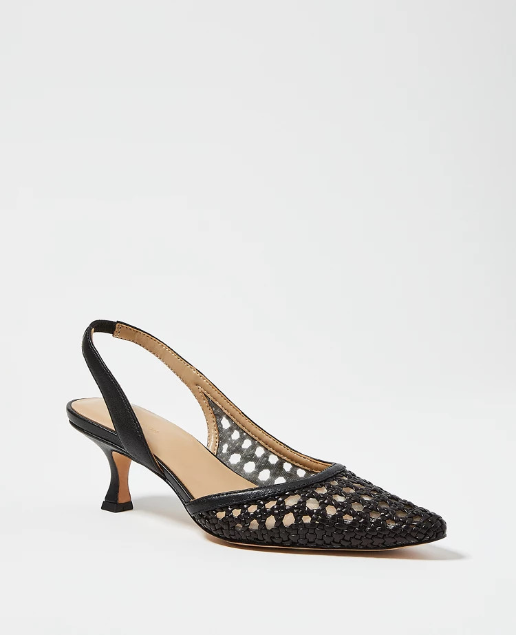 Ariana Woven Leather Slingback Pumps | Ann Taylor (US)