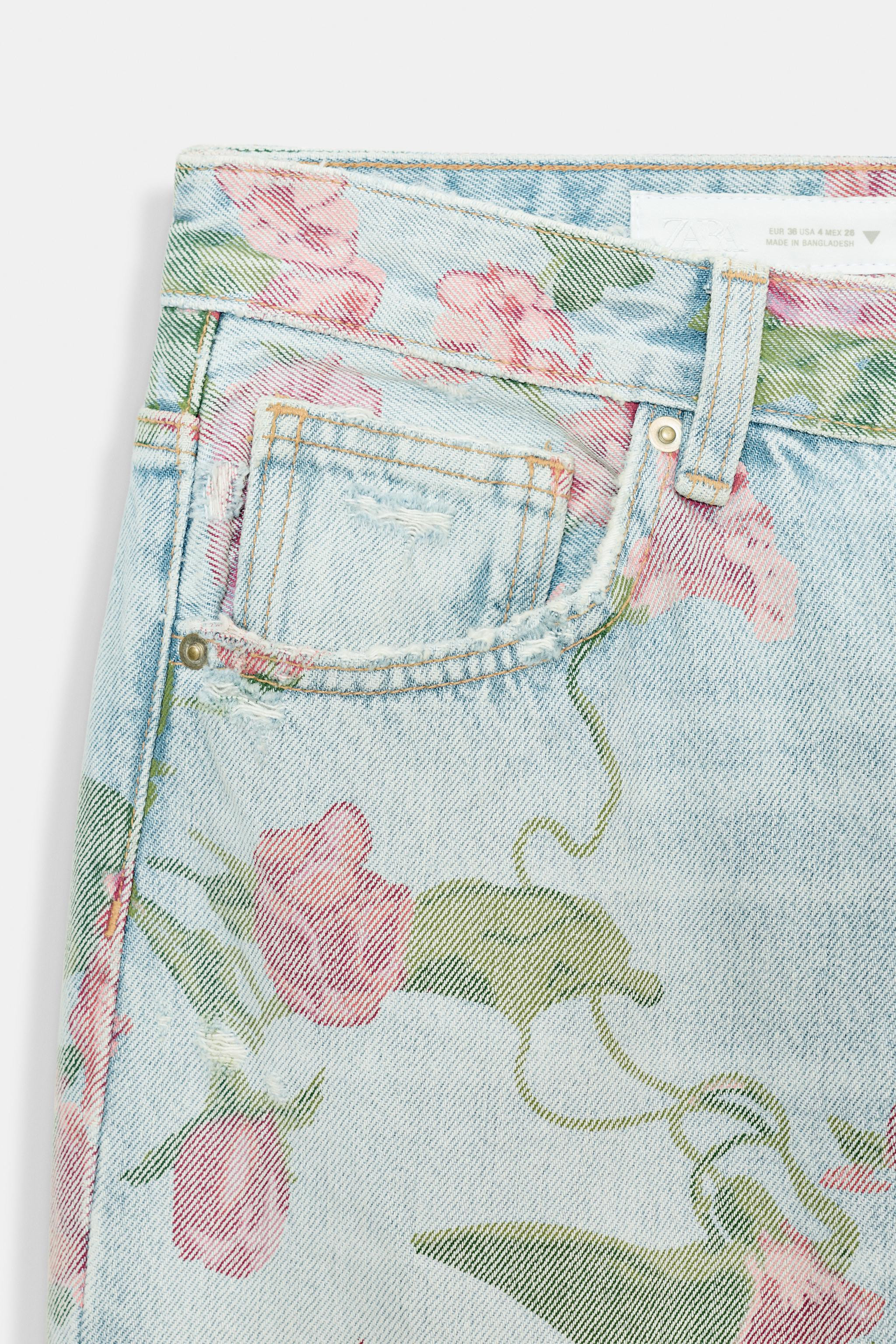 TRF LOW RISE LOOSE FIT PRINTED FOLDED JEANS | Zara US