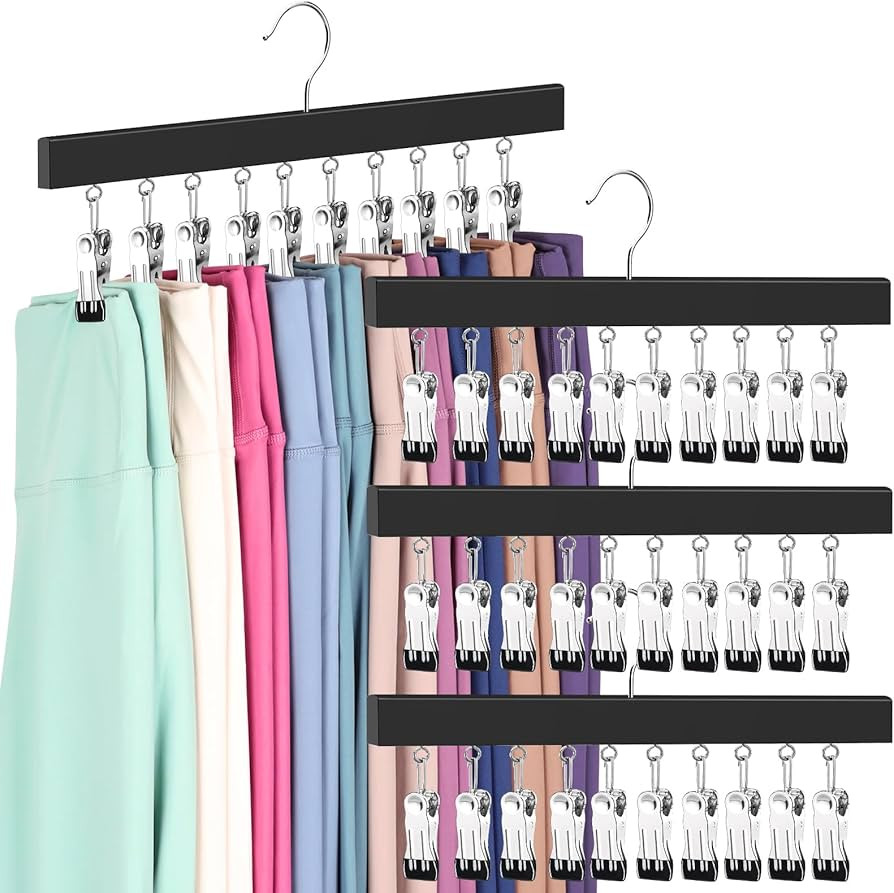 Legging Organizer for Closet, Pants Hangers with Clips Holds 20 Leggings, Jeans, Hats, Shorts, So... | Amazon (US)