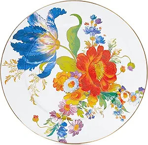 MACKENZIE-CHILDS Enamel Serving Platter, Decorative Serving Platter for Food, 16 Inches, White Fl... | Amazon (US)