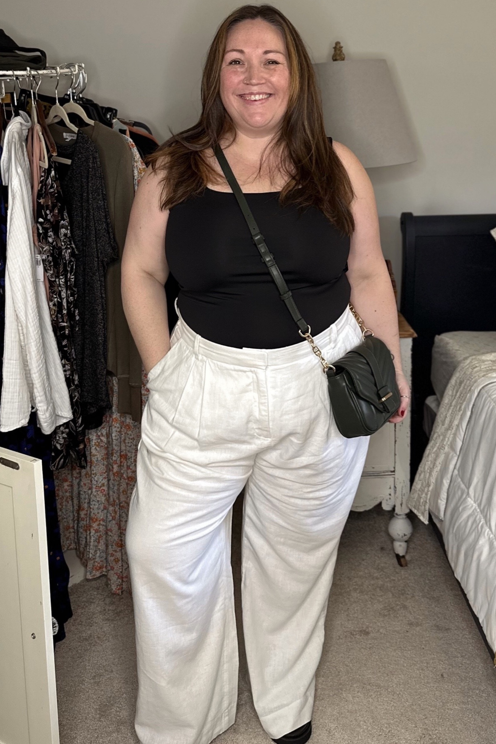 Plus Petite OOTD! I LOVE this tank. It's structured like a body suit without the hassle of a one piece. Easy, smoothing and comfortable. I'm wearing the OX for reference. These trousers (I’m wearing XL SHORT) are linen and lightweight are going to be my go too spring and summer pants for sure! I love the fit and how loose and breezy they are! Major bonus they are
SHORT length!! Dreams DO come true!!!

#LTKtravel #LTKcurves #LTKsalealert