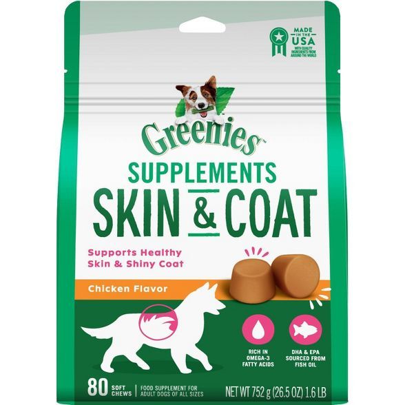 Greenies Skin and Coat Supplements for Dogs - Chicken - 80ct | Target