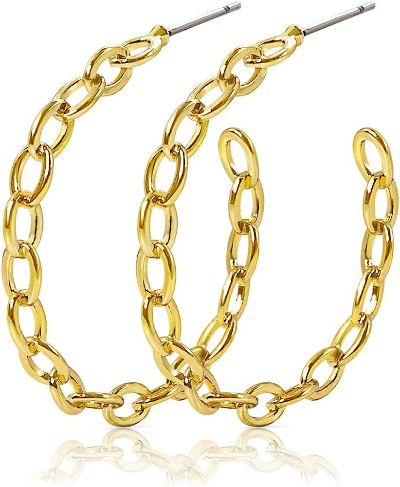 14k Gold Hoop Earrings for Women | 14 Karat Gold Hoop Earrings Set, Small Gold Hoop Earrings for ... | Amazon (US)