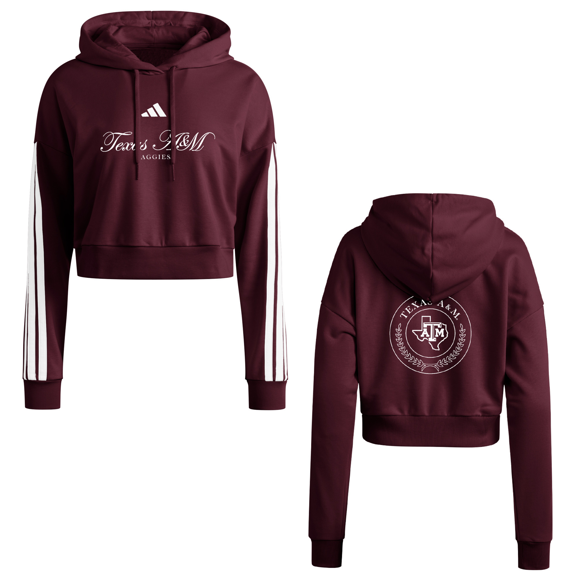 Women's adidas Maroon Texas A&M Aggies Campus Queen Cropped Pullover Hoodie | Fanatics