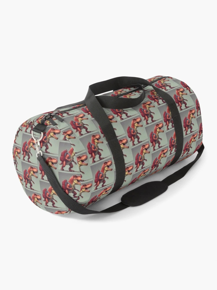 Red Dinosaur with a red backpack  Duffle Bag | Redbubble (US)
