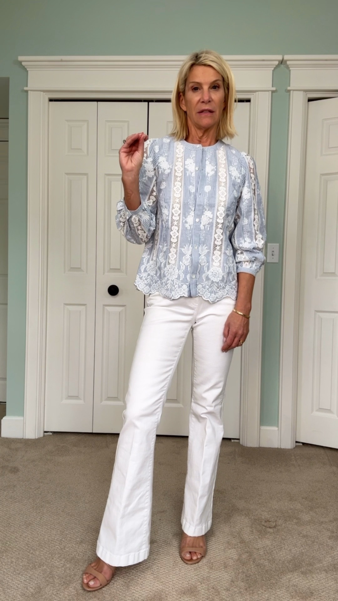 Pretty Spring and Summer Top with White Denim.

#LTKootd #LTKOver40 #LTKSeasonal