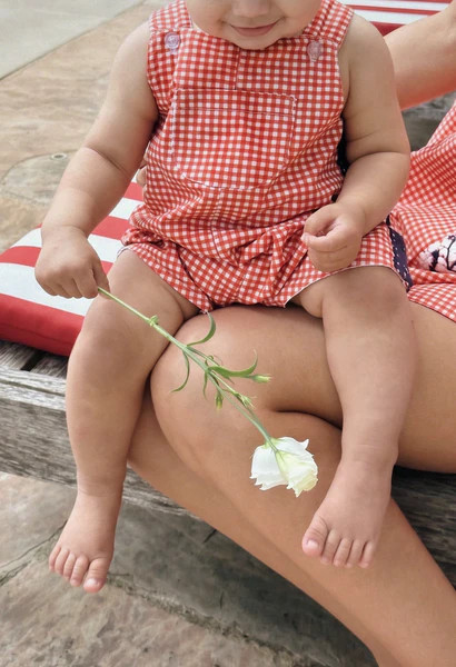 Carlito Red Gingham Fourth of July Overalls | Mi Golondrina