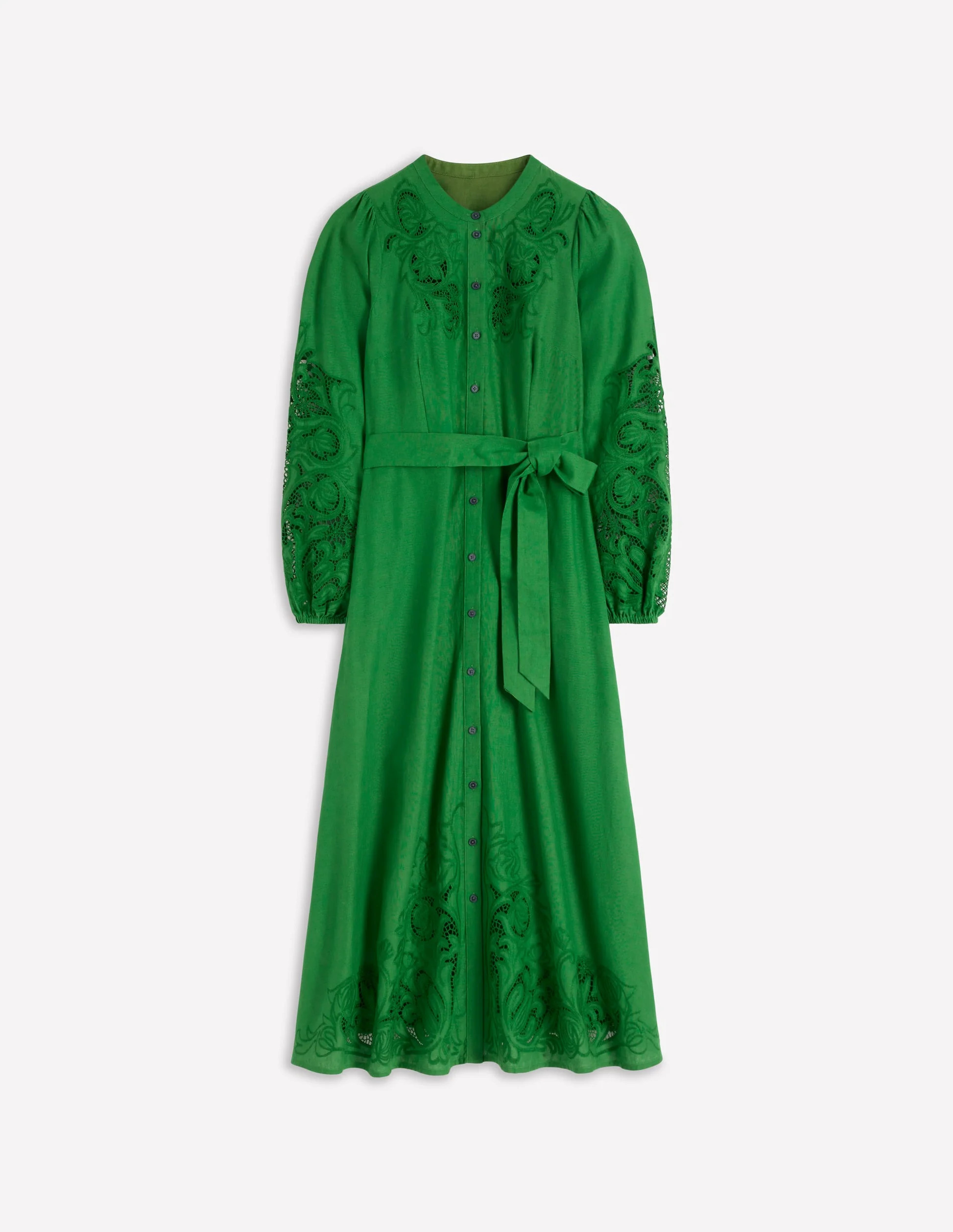 Mae Linen Blend Shirt Dress-Highland Green | Boden (US)