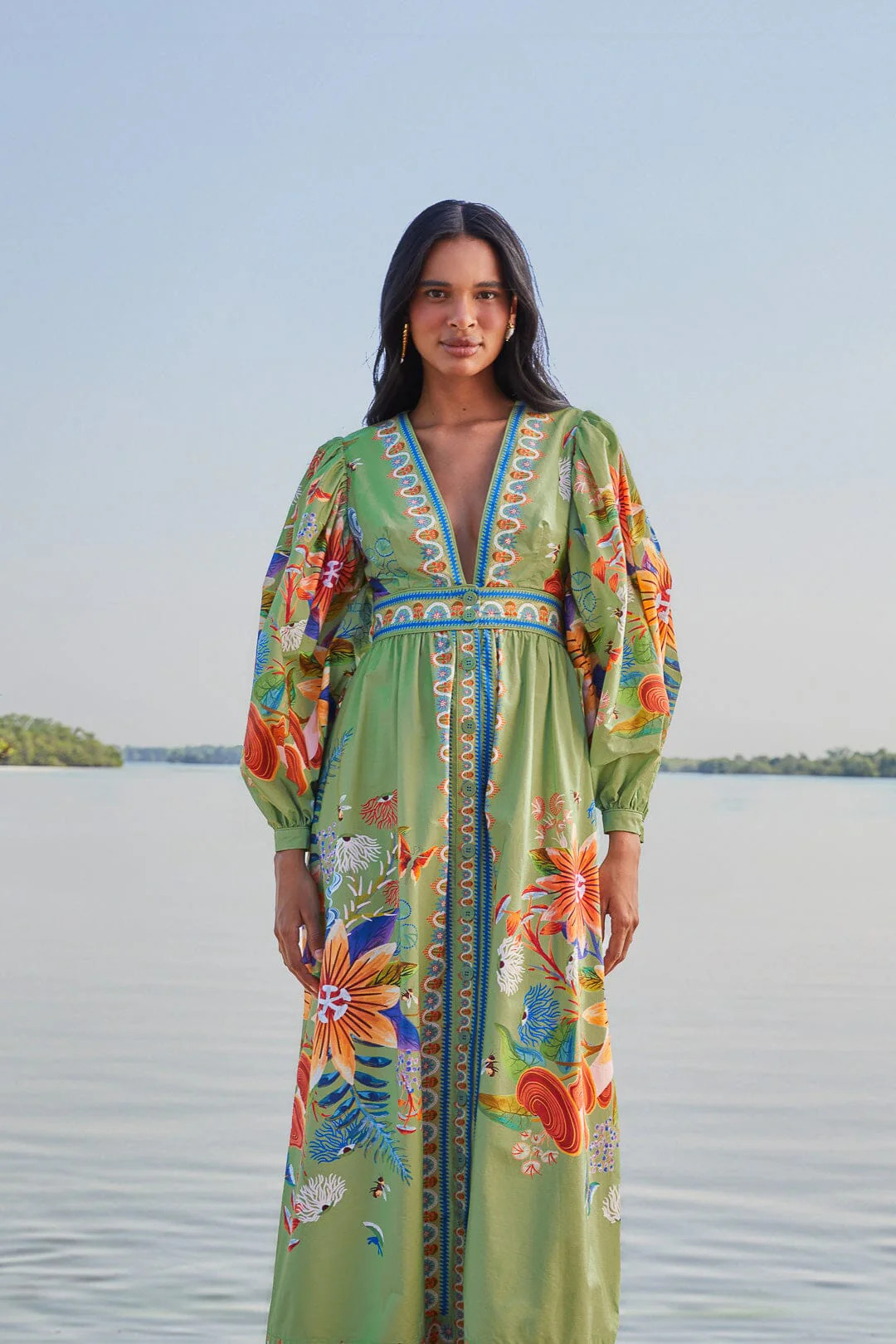 Green Bright Yard Maxi Dress | FarmRio (US)