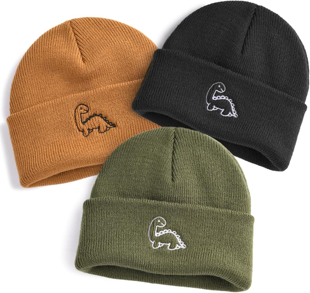 FURTALK Toddler Beanie Cute Dinosaur Pattern Winter Hat Knit Boys Girls Warm Baby Embroidered Bea... | Amazon (US)