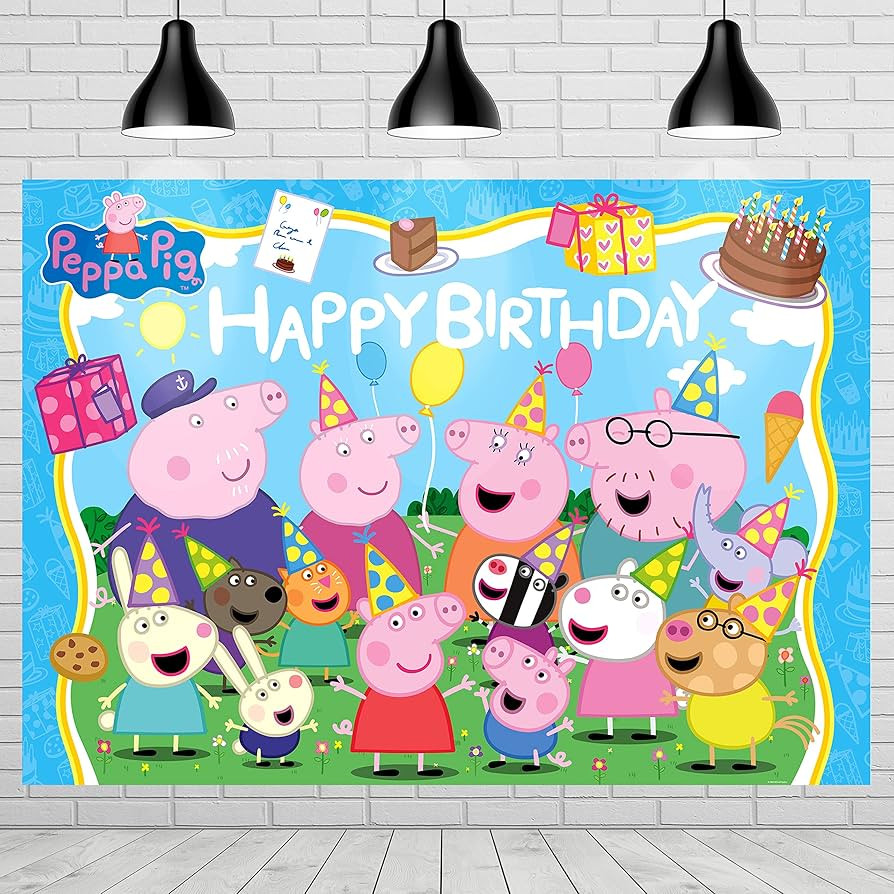 Treasures Gifted Peppa Pig Birthday Party Supplies - Peppa Pig Backdrop - 4.25ft Tall x 6ft Wide ... | Amazon (US)