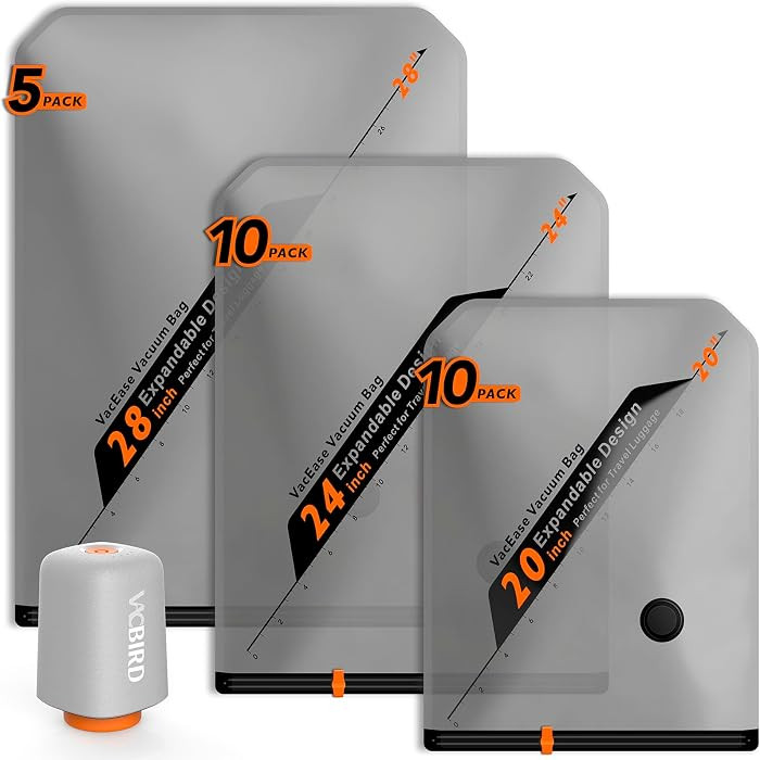 Vacbird Rechargeable Wireless Pump Travel Storage Bags Set - 25 Pack Portable Space Saver Bags fo... | Amazon (US)