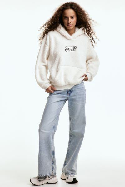 Oversized Hoodie with Motif - Cream/Mickey Mouse - Ladies | H&M US | H&M (US + CA)