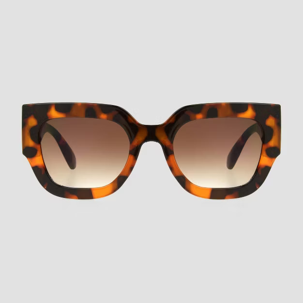 Women's Tortoise Shell Print Oversized Square Sunglasses - Universal Thread™ Brown | Target
