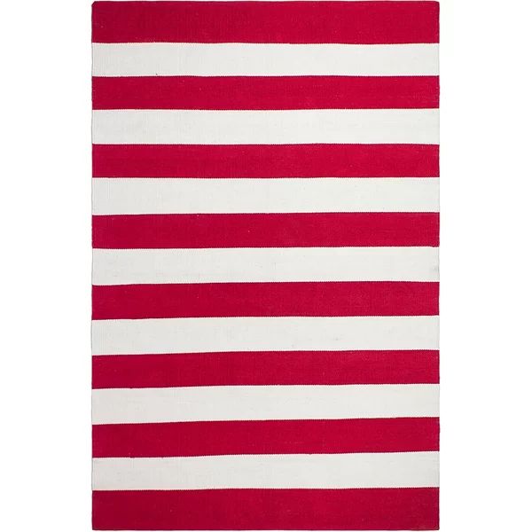 Gladys Striped Handmade Red/White Indoor / Outdoor Area Rug | Wayfair North America