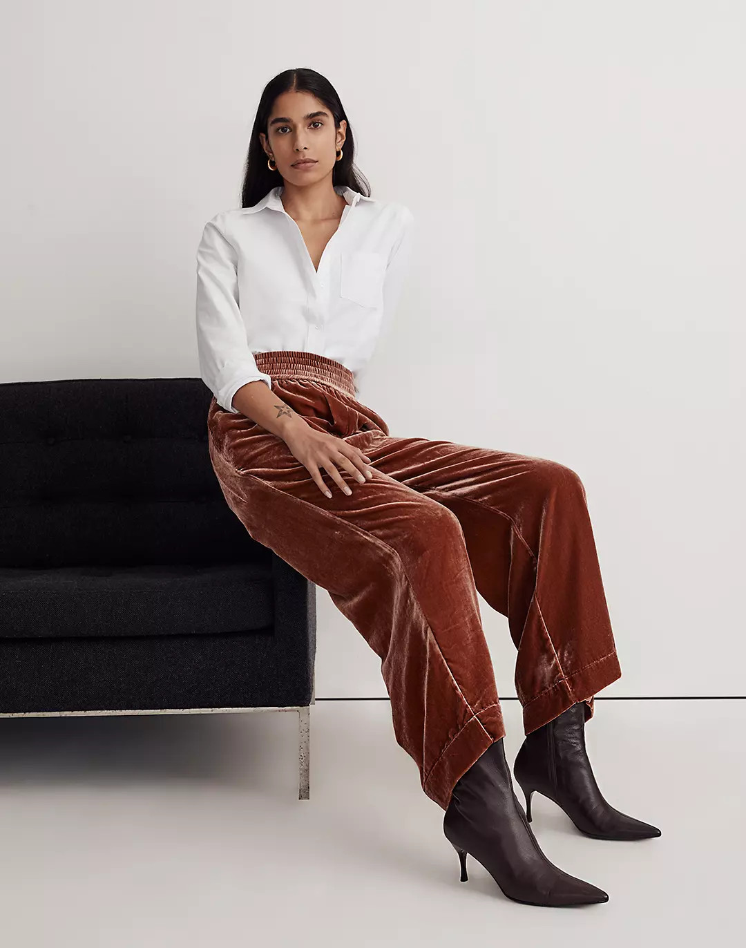 Silk-Blend Velvet Carley Wide-Leg Pants | Madewell