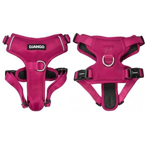 DJANGO Tahoe No Pull Dog Harness - Durable and Comfortable Neoprene Pet Harness for Dogs - Padded Pet Harness for Everyday Use - Adjustable Pet Harness Medium Dogs - Hibiscus Pink Medium Dog Harness | Amazon (US)