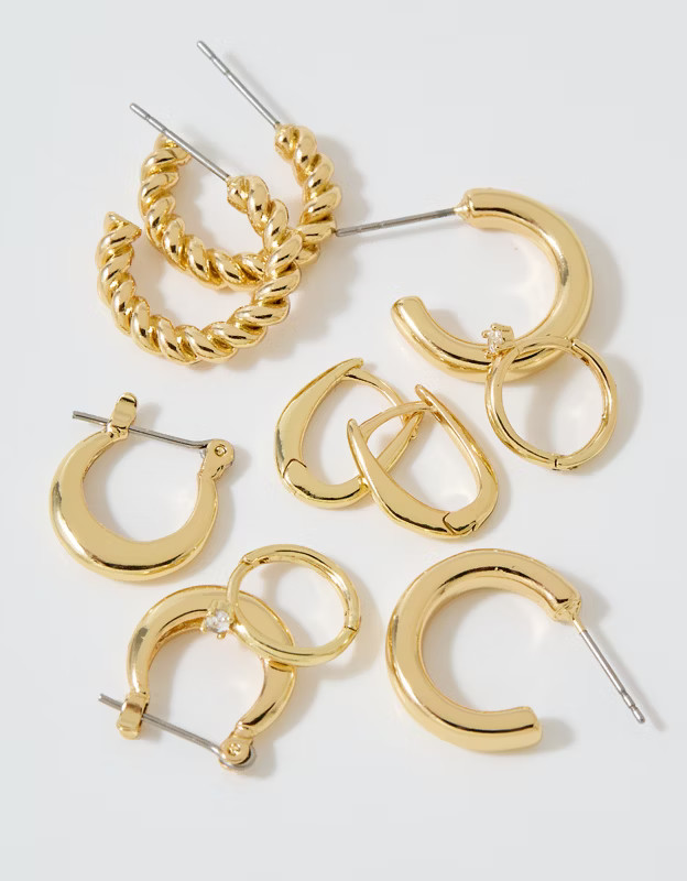 Aerie Basic Hoop Earrings 5-Pack | Aerie