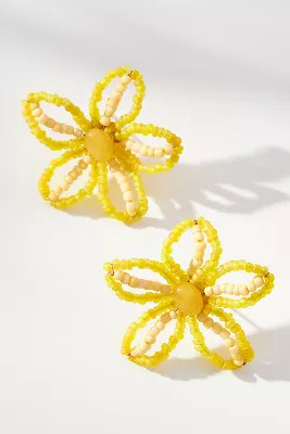 Extra Small Beaded Floral Post Earrings | Anthropologie (US)