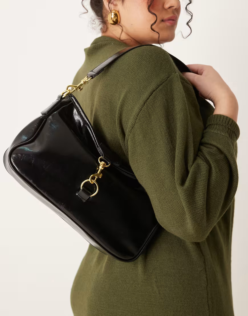 Glamorous slouch shoulder bag with gold clasp in black | ASOS (Global)